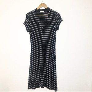American Eagle Midi L Striped Choker Dress Keyhole